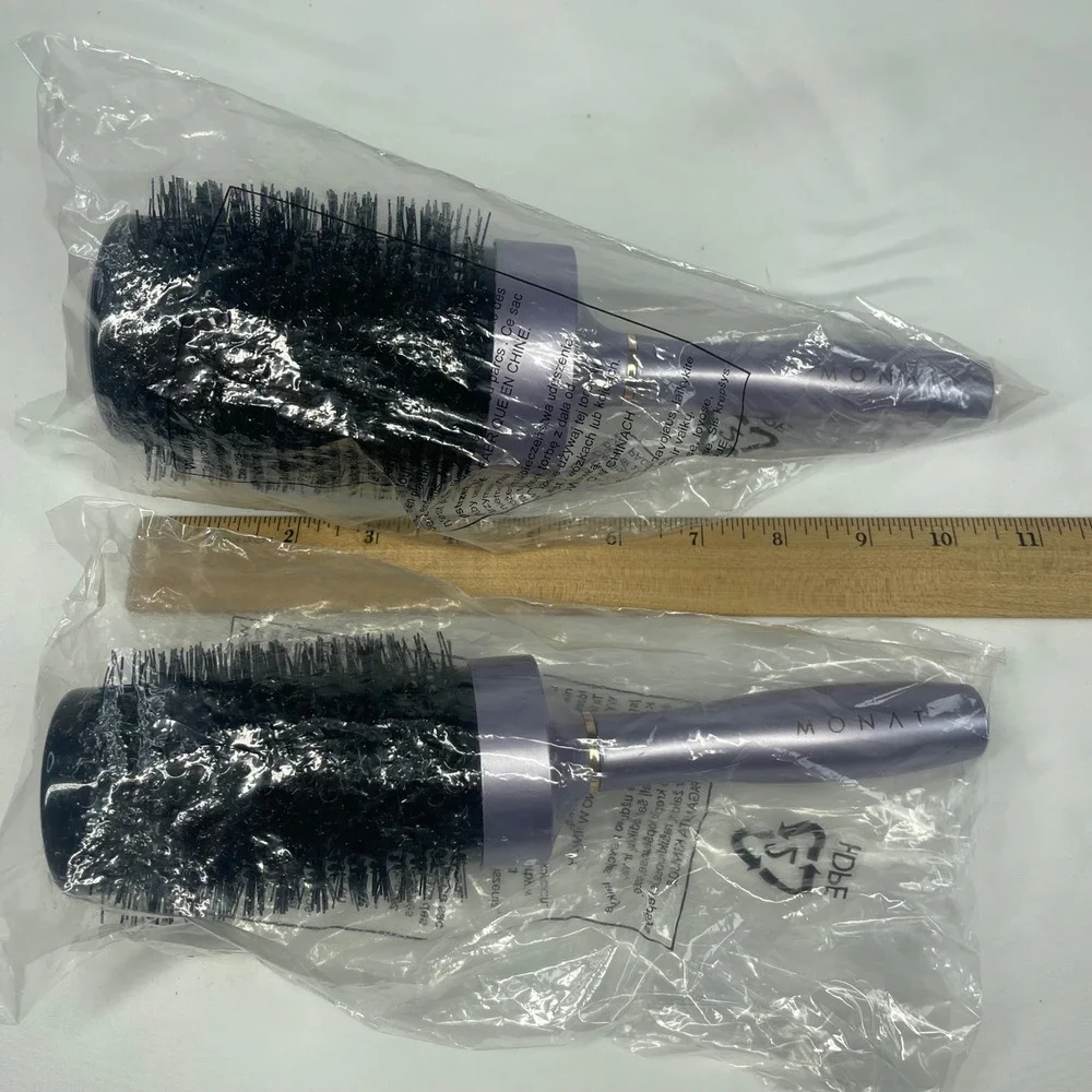 Monat Round Hair Brush Set 2pc Vented Thermal Blowout Brushes Purple NIP